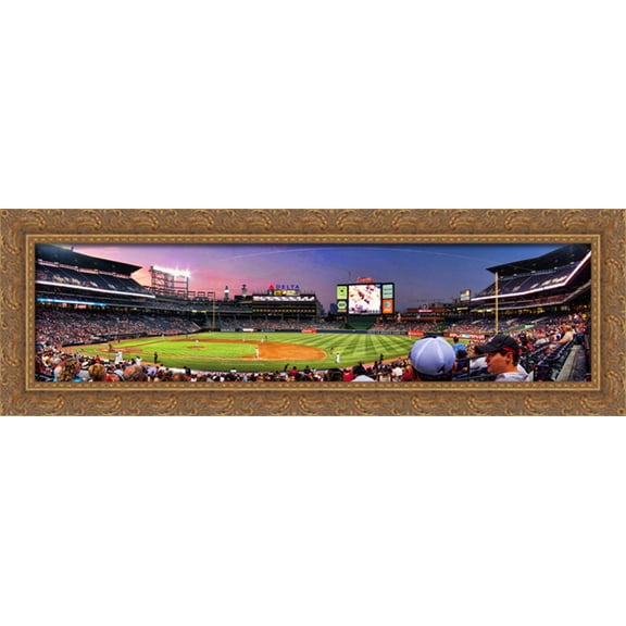 Turner Field 40x14 Large Gold Ornate Wood Framed Canvas Art - Home of the Atlanta Braves