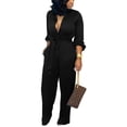 thumbnail image 4 of Mono SxClub elegante negro con cuello en V y manga larga para mujer, 4 of 8