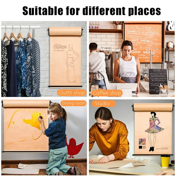 24"/36"/48" Wall-Mounted Kraft Paper Dispenser - Commercial-Grade Paper Roll Holder with Smooth Cutter | Space Saving Organizer for Art, Notes & Lists