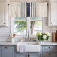 thumbnail image 2 of Midnight Blue Striped Farmhouse Short Window Curtain Valances, Beige Geometric Modern Art Rod Pocket Kitchen Valances for Living Room Bedroom Bathroom Cafe 54" x 18", 2 of 8