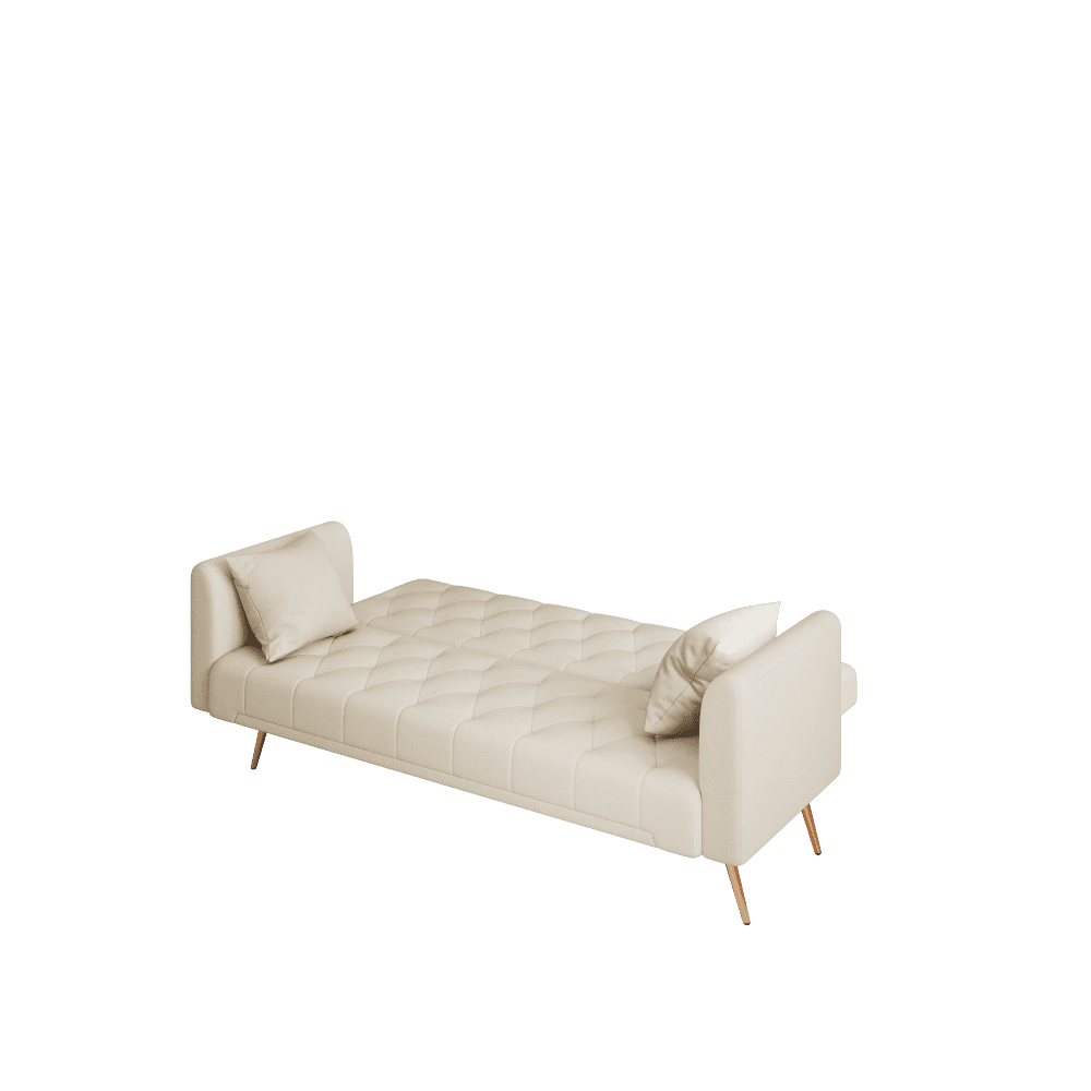 Tcbosik 71 inch Mid Century Modern Velvet Loveseat, Convertible Sofa Bed with Adjustable Back for Bedroom, Living Room, Beige