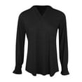 thumbnail image 5 of Fiaer Womens Long Sleeve T Shirts Oversized V Neck Tshirts Loose Fit Casual Fashion Solid Color Ruffle Sleeve Tops Black XXL, 5 of 5
