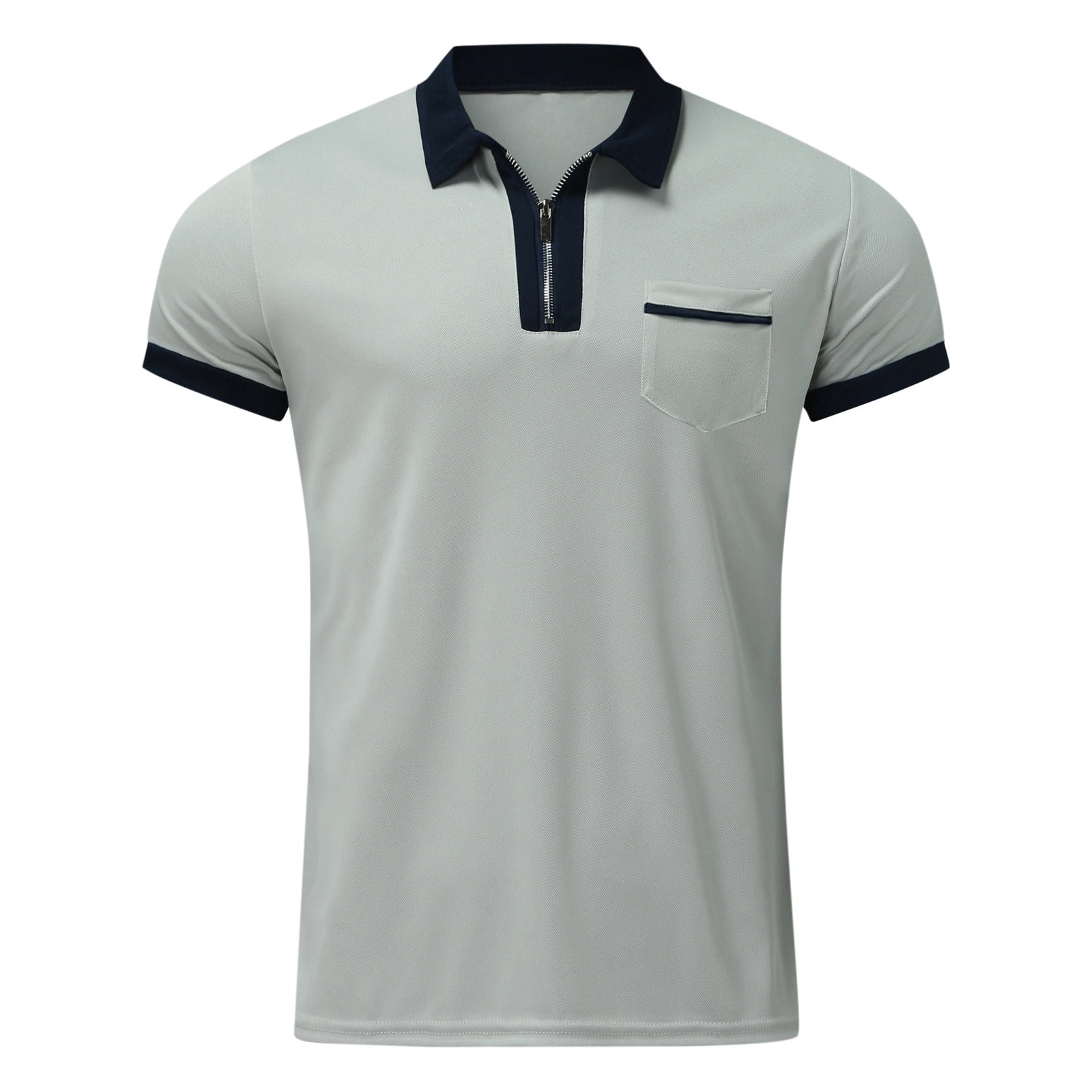 grey polo shirts for men male summer solid print t shirt turn down collar  short sleeve tops t shirt - Walmart Business Supplies