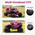 thumbnail image 3 of 24V 400W Kids Ride on Car UTV W/Remote Control, Powered Ride on Toys with 4 Wheels Suspension, 3 Speed, Music for Kids Age 3+, Magenta, 3 of 10