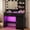 Black, variant on Black Vanity Desk with Mirror & RGB Lights - Adjustable Brightness, Glass Top, Built-in Power Outlet, Multi-Storage Makeup Dressing Table for Bedroom