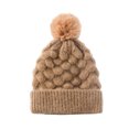 thumbnail image 2 of Herrnalise Winter Fashion Ladies Woolen Hat, Pure Color Hair Ball And Velvet Scales Warm Knitted Hat, 2 of 4