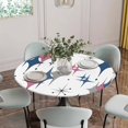 thumbnail image 2 of Red Blue Diamond Fitted Tablecloth with Elastic Edged, Round Table Cloth for Dining Table, Modern Geometric Middle Century White Waterproof Oil Proof Table Cover for Indoor Outdoor 55"-60", 2 of 8