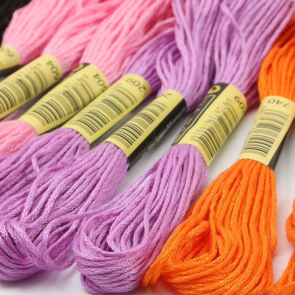 12 SKEINS EMBROIDERY THREAD MIXED 100% COTTON RED BLUE GREEN WHITE YELLOW BLACK 