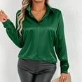 thumbnail image 5 of tarylea Womens Fall Tops Satin Long Sleeve Turn down Collar Shirts Adjustable Cuff Loose Lightweight Blouse Business Casual Tops, 5 of 7