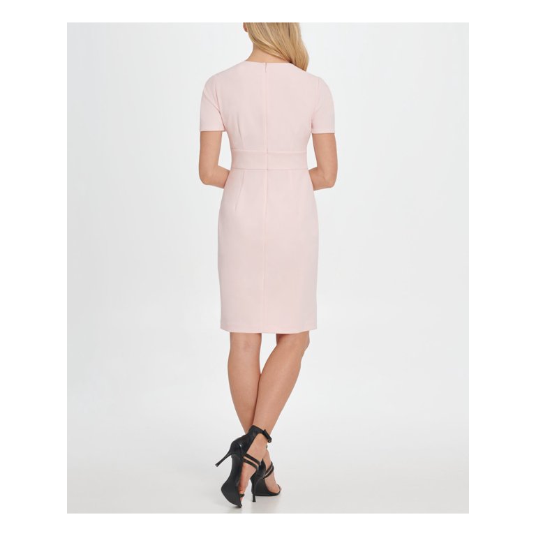 DKNY Womens Pink Short Sleeve V Neck Above The Knee Sheath Dress