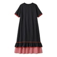 thumbnail image 7 of Karymi Womens Dresses Color Block Midi Dress, Crew Neck Short Sleeve Contrast Red Piping Ruffle Hem Stripe Layer Loose Shift Dress With Side Pockets Spring Dresses for Women, 7 of 7