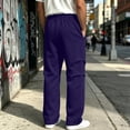 thumbnail image 5 of Iyufng Men's Knee Pleated Detail Wide Leg Casual Sweat Pants Drawstring Elastic Waist with Side Pockets, 5 of 9