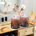 thumbnail image 3 of Yayeee 2 Pack Qtip Holder Bathroom Cotton Swab Canister with Lid Clear Dispenser Set, Orange Vibrant Flowers, 3 of 6