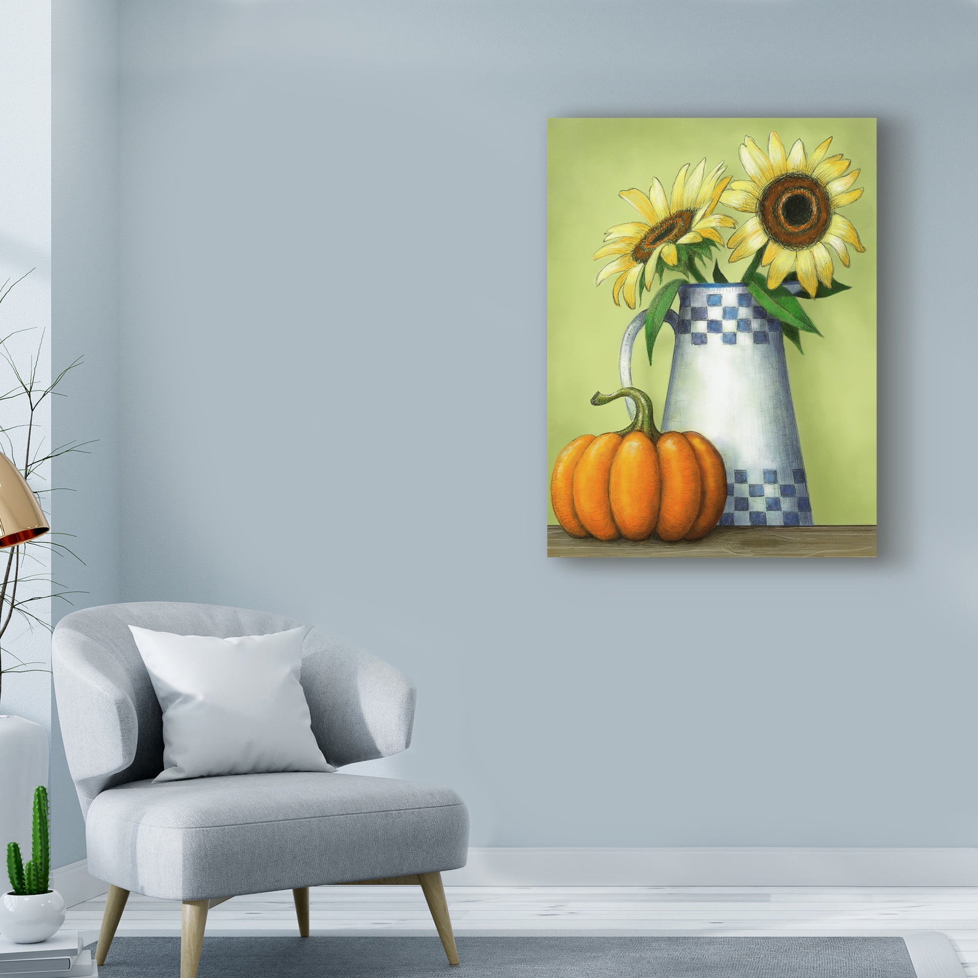 Trademark Fine Art 'Sunflowers And Pumpkins' Canvas Art by Margaret Wilson