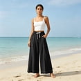 thumbnail image 4 of Guluxicc Women's Cotton Pants with Pockets Elastic Waist Drawstring Wide Leg Trousers for Everyday Wear Summer Casual Outfits, 4 of 7