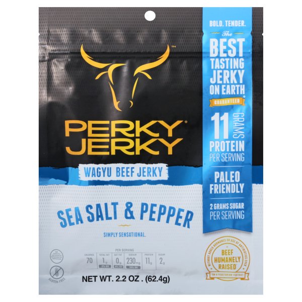 Perky Jerky 232818 2.2 oz Sea Salt & Pepper Wagyu Beef Jerky Walmart