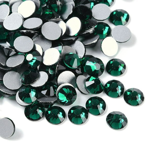 1Bag Glass Flat Back Rhinestone Grade A Back Plated Faceted Half Round Emerald 3.8~4mm about 1440pcs/bag