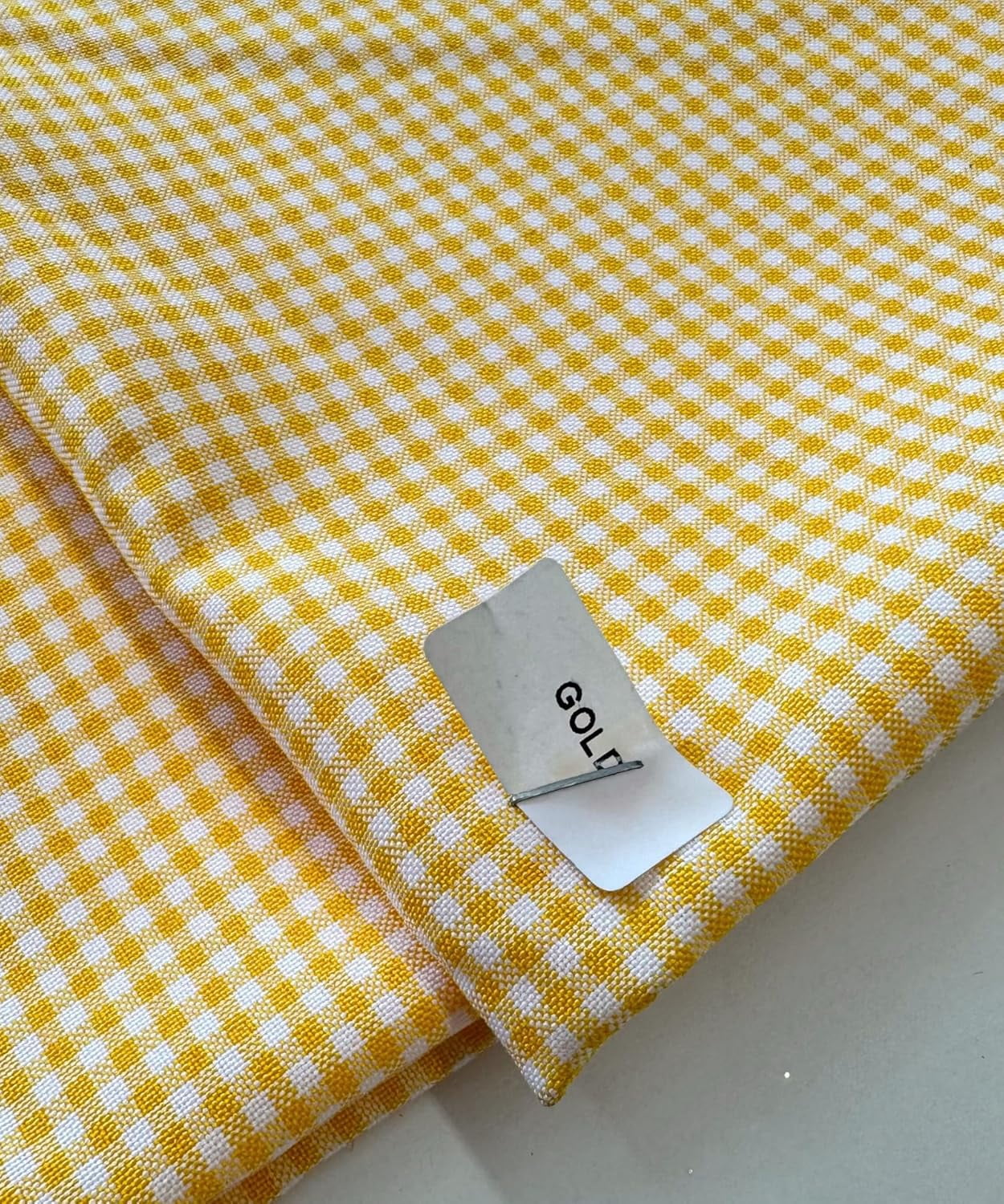 Gingham Checked Fabric by The Yard – 1/8” Poly Cotton Poplin, 60” Wide – Checkered Fabric for Tablecloths, Dresses, Curtains, Crafts – Multiple Colors – Sew The Trend (1 Yard, Gold)
