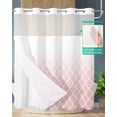 thumbnail image 2 of No Hook Shower Curtain with Snap-in Liner, Pink Ombre Stripe Waterproof Fabric Bathroom Curtains, Modern Abstract Art Gradient Striped Bath Curtains & Mesh Top Window 72"x78" Long, 2 of 6
