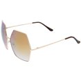 thumbnail image 4 of zeroUV Female Geometric Metal Frame Colored Mirror Lens Hexagonal Oversize Sunglasses 66mm (Gold / Pink-Green Mirror) - 66mm, 4 of 5