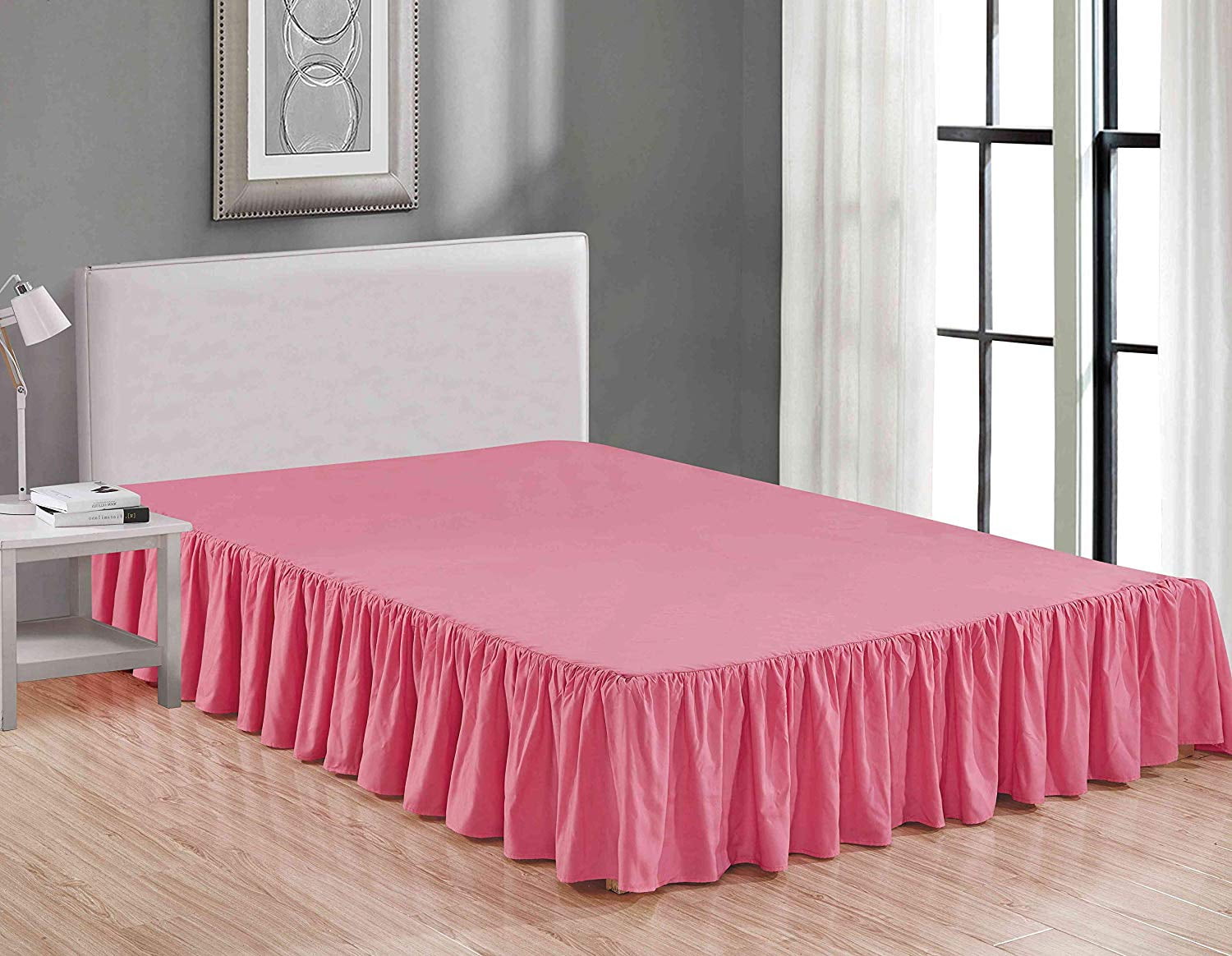 14” Drop Dust Ruffle Full Coral Pink Solid Luxury Pleated Tailored Bed Skirt 