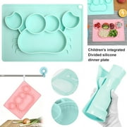 LNKOO Silicone Suction Toddler Plates Divided Complementary Food Placemat Suction Cup for Baby Children, Children DIY Plates,Divided Toddler Plates-First Foods + Self-Feeding