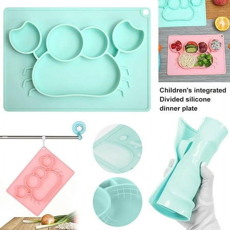LNKOO Silicone Suction Toddler Plates Divided Complementary Food Placemat Suction Cup for Baby Children, Children DIY Plates,Divided Toddler Plates-First Foods + Self-Feeding