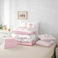 thumbnail image 5 of Manfei Monogrammed U Bedding Queen Size,Ribbon Bowknot Comforter Sets with Sheets,Pink White Bedding Sets Queen Size,Microfiber Room Decorative Reversible,7pcs, 5 of 7