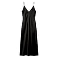 thumbnail image 4 of EliteGoogv Womens Satin Dresses V Neck Spaghetti Strap Maxi Dresses For Women Slim Straight Fit Summer Dresses Vacation Wedding Guest Dresses Black, 4 of 4