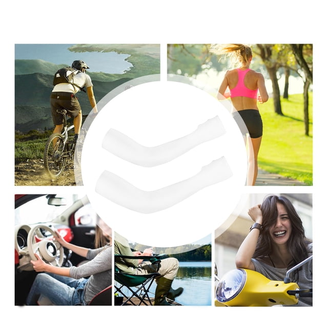 1 par de fundas para brazos largos, transpirables, para ciclismo, para verano (XL blanco)