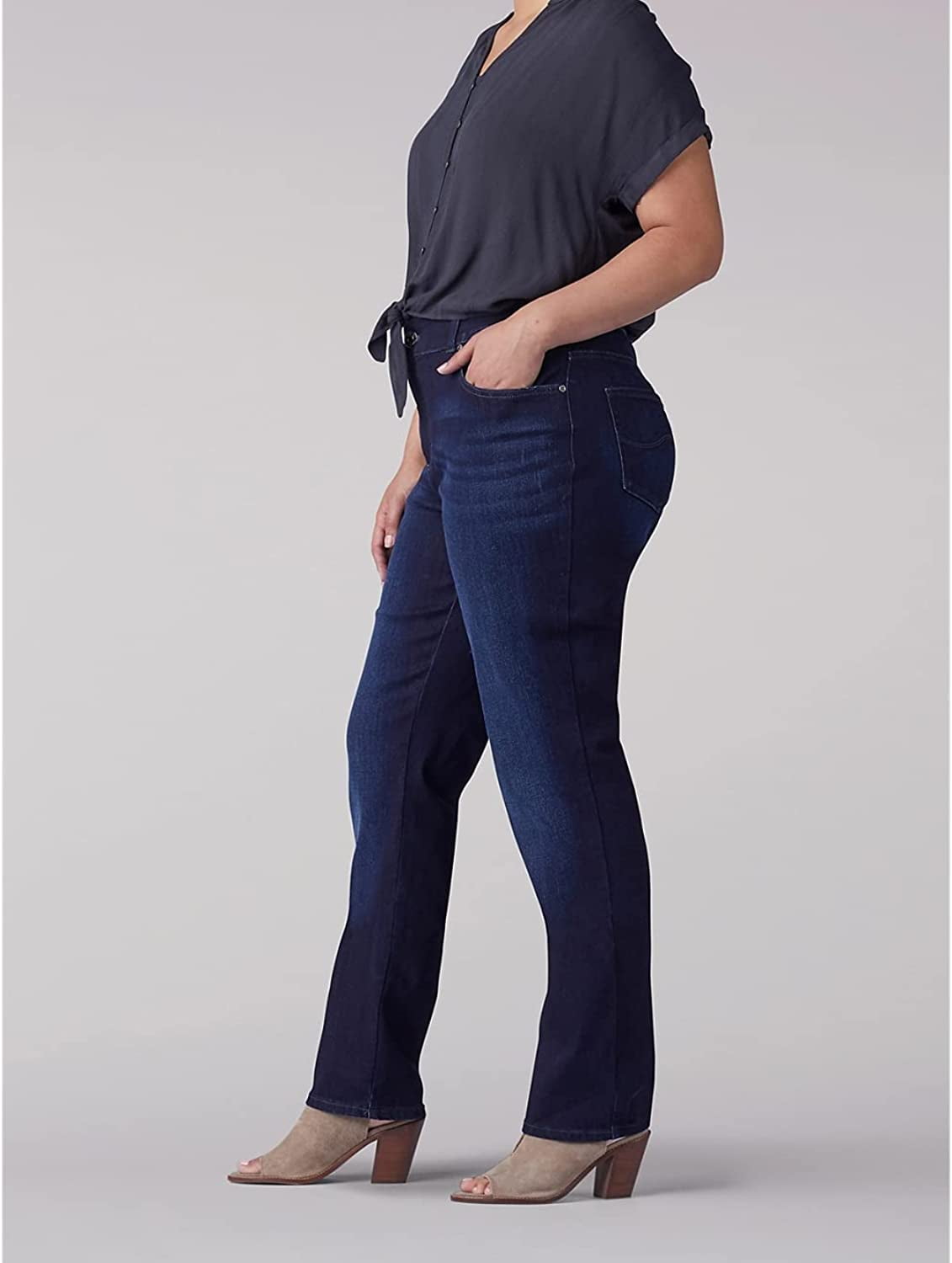Lee Womens's Plus Stretch Relaxed Fit Straight Leg Jean