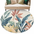 thumbnail image 6 of Tropical Leaves Round Rug 5ft Washable Circle Kitchen Rugs Non Slip Colorful Summer Watercolor Botanical Large Area Rug Indoor Floor Carpet for Bedroom Living Room Home Office Dining Room Nursery, 6 of 8