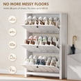 thumbnail image 4 of HOMCOM Armoire à Chaussures Étroite avec 3 Tiroirs Basculants, Armoire de Rangement pour Chaussures, Blanc, 4 of 10