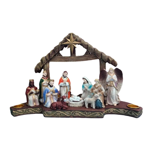 Belenes para Navidad Hugo Esculturas de resina nacimiento de Jesús decoración religiosa 32 cm x 18 cm x 20 cm