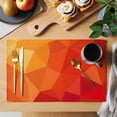thumbnail image 2 of Red Orange Placemats Set of 12 Modern Abstract Ombre Geometric Aesthetic Place Mats Indoor Wipeable Table Mats Washable Cloth Dining Table Placemats for Kitchen Holiday Party Home Decor 13x19 Inch, 2 of 9