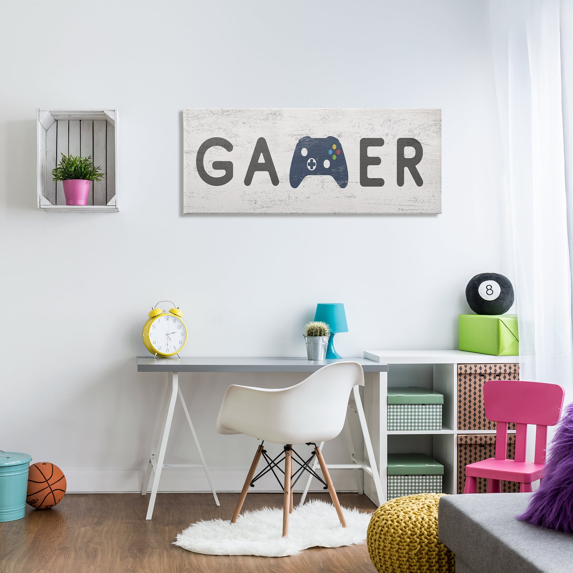 Stupell Industries Gamer Typography Kids' Video Game Controller Sign Beauty & Fashion Painting Gallery Wrapped Canvas Print Wall Art, 20 x 48