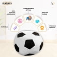 thumbnail image 5 of Ample Decor Soccer Leatherette Bean Bag Cover (Filler Not Included), Double Stitched, Ideal for Children and Teenagers - White-Black, 5 of 6