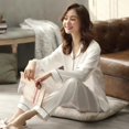 thumbnail image 1 of Pijamas de marca de lujo para mujer, conjunto de pijamas de satén para pareja, de manga larga, talla grande 5XL, otoño, 1 of 2