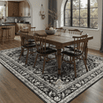 thumbnail image 4 of Machine Washable Area Rugs 5x7, Soft Low Pile Large Carpet Non Slip Stain Resistant Vintage Floral Rug for Living Room Bedroom- Black & Beige, 4 of 10