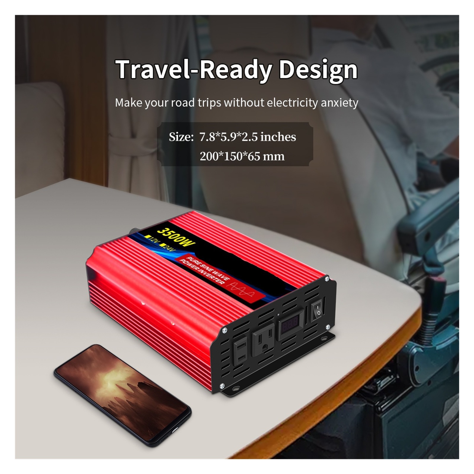 Pure Sine Wave Inverter 6000W Household Portable Digital Display