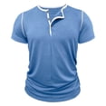 thumbnail image 4 of CHGBMOK Mens Short Sleeve Henley Shirt Breathable Lightweight Casual T-Shirts Summer Solid Slim Fit Top, 4 of 7
