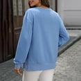thumbnail image 5 of Women's Side Slit Button Detail Round Neck Sweatshirt, Autumn Winter Solid Color Casual Long Sleeve Pullover Top with Soft Cotton Polyester Blend for Comfortable Relaxed Fit and Street Fashion Blue S, 5 of 8