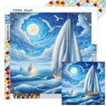 thumbnail image 1 of Con Cuentas Cuadradas 5D DIY Barco Arte La Pared para El 40x40cm, 1 of 9