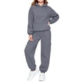 thumbnail image 5 of Piuwrlz Kids 2-Piece Hoodies Outfits Sets,Girls Cotton Sweatshirt Pants Fashion Set Dark Gray Size 13-14 Years, 5 of 9