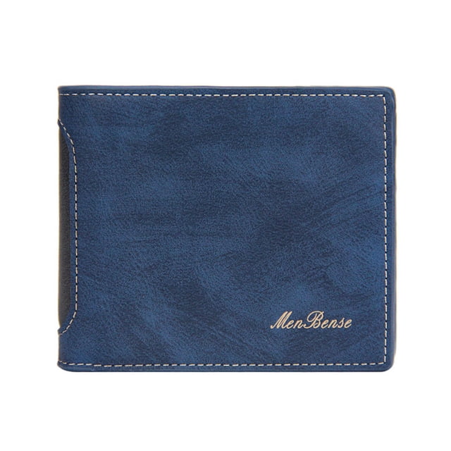 Fashion Color Blocking Short Wallet Men Leather Open Purse Multiple Card Slots Clutch Bag