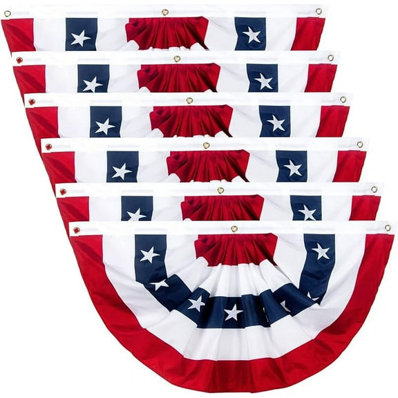 USA Pleated Fan Flag, American Patriotic Flag Bunting 1.5x3Ft for Outside, Bunting Flags Outdoor Indoor for 4th of July Decorations