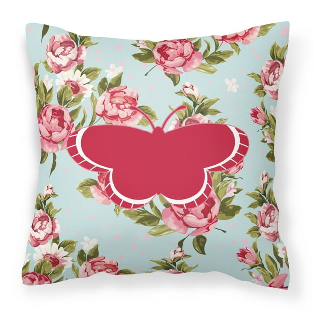 Caroline's Treasures BB1039-RS-BU-PW1818 Papillon Shabby Chic Oreiller de Roses Bleues 18 x 18 Multicolore