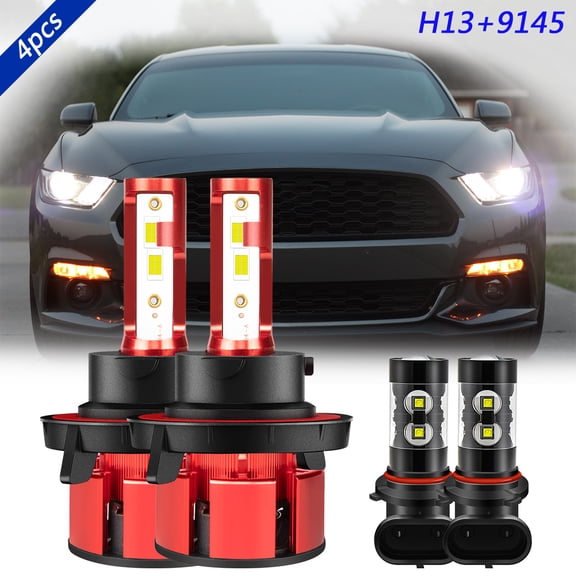 H13 Hi&Lo Beam 9145 Fog Light for Dodge Ram 2-Headlamps 2009-2012 LED Headlight Bulbs 6000K White 4x