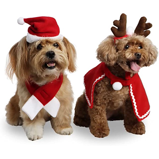 Disfraz de Navidad Sombrero de Papá Noel y bufanda Ropa para perros grandes Gato Fiesta de mascotas Suministros de cosplay JAMW Sencillez