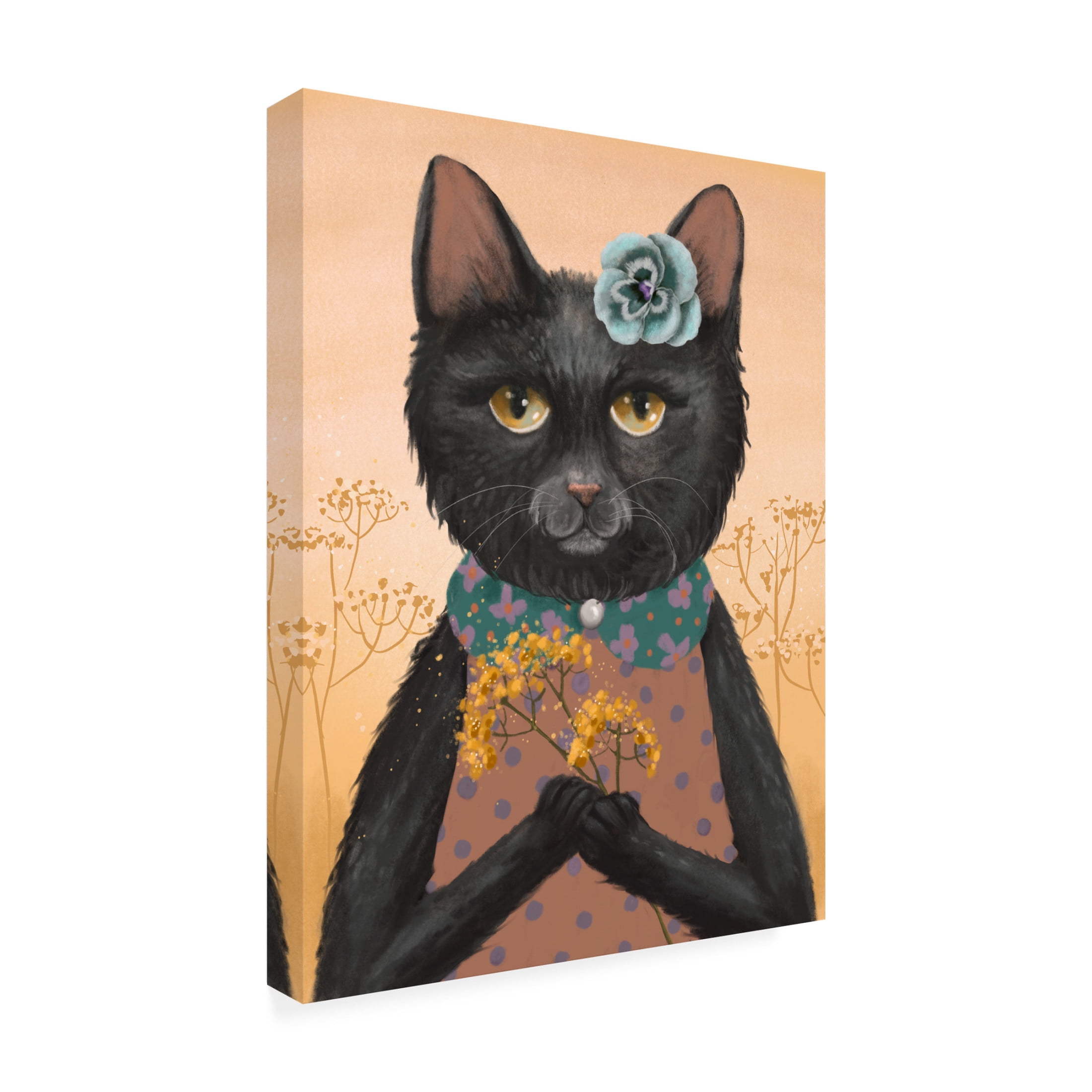 Canvas Wall Art - Christine Rotolo 'Wildflower Cats 4' Wall Art for Living Room, Bedroom, or Office Décor by Trademark Fine Art - 24 x 32 Inches